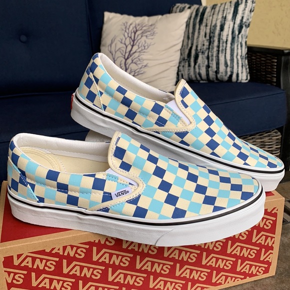 VANS CLASSIC SLIP ON CHECKERBOARD BLUE TOPAZ WMNS - Picture 9 of 16